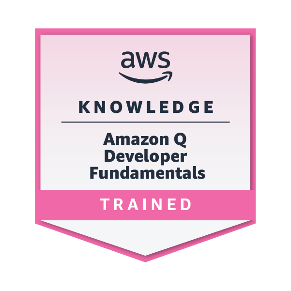 Insignia de AWS Knowledge: Amazon Q Developer Fundamentals, obtenida por Roberto Flores